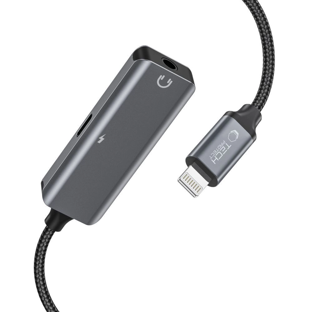 Tech-Protect UltraBoost audio adapter Lightning (male) / mini jack 3.5mm (female) - Lightning (female) - blackeng