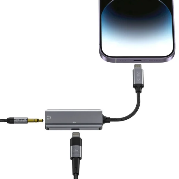 Tech-Protect UltraBoost audio adapter Lightning (male) / mini jack 3.5mm (female) - Lightning (female) - blackeng