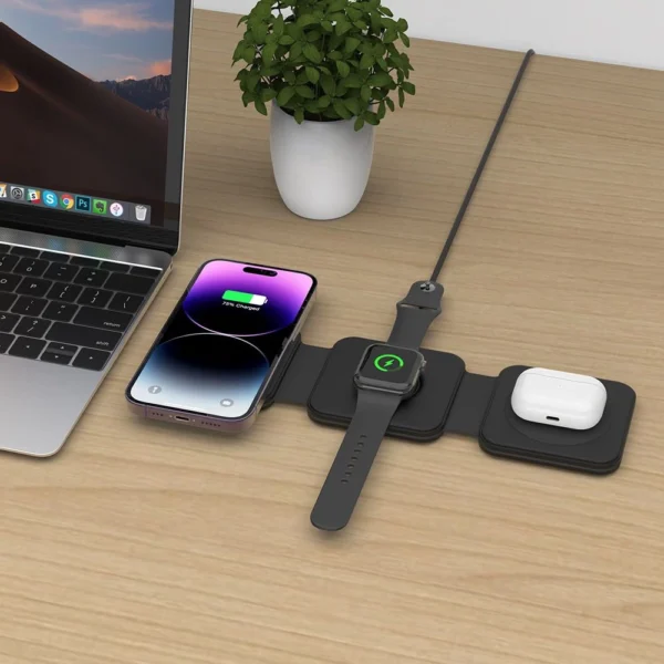 Tech-Protect QI15W-A24 MagSafe 3in1 Inductive Charger for Smartphone / AirPods / Apple Watch - Blackeng