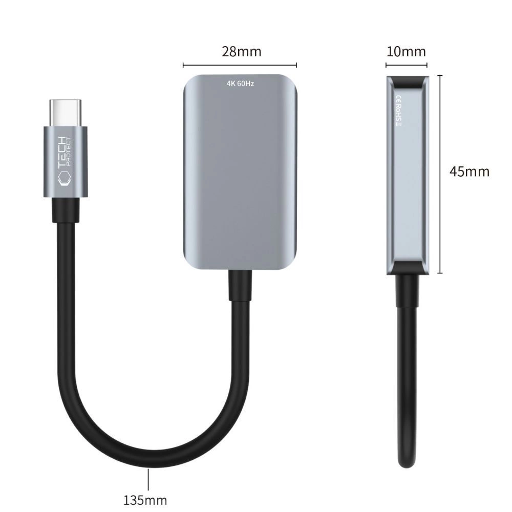 Tech-Protect UltraBoost USB-C (Male) / HDMI (Female) 4K 60Hz Adapter - Blackeng