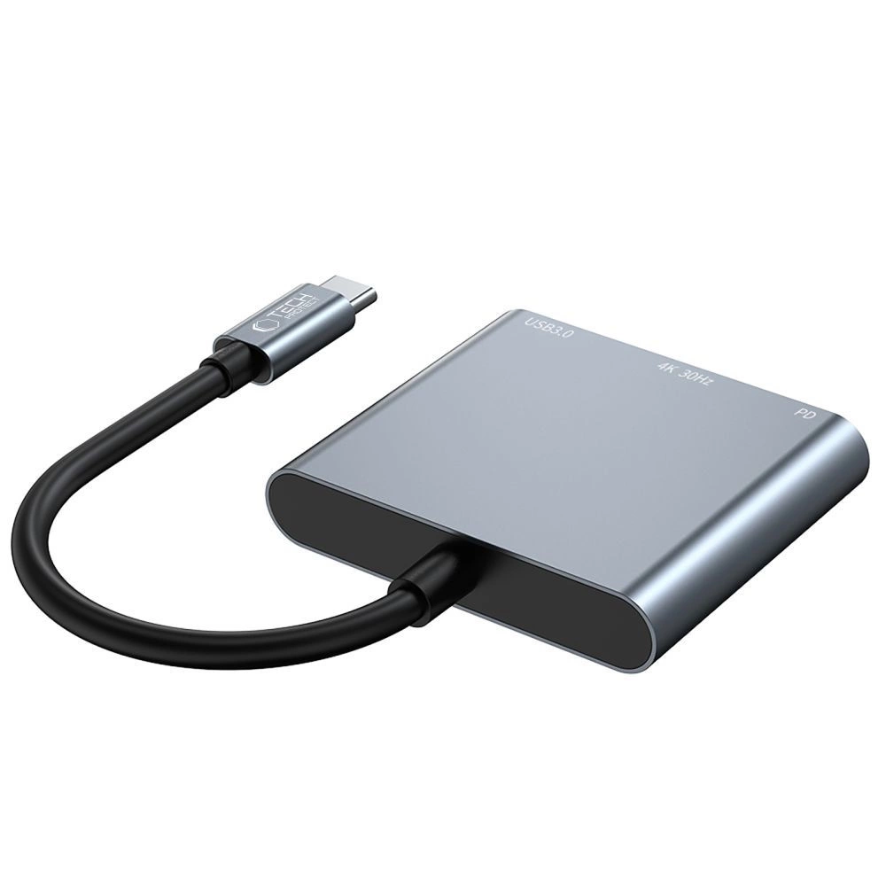 HUB Tech-Protect V1 3in1 USB-C - USB-A 3.0 / USB-C PD 100W / HDMI 4K 30Hz - grayeng