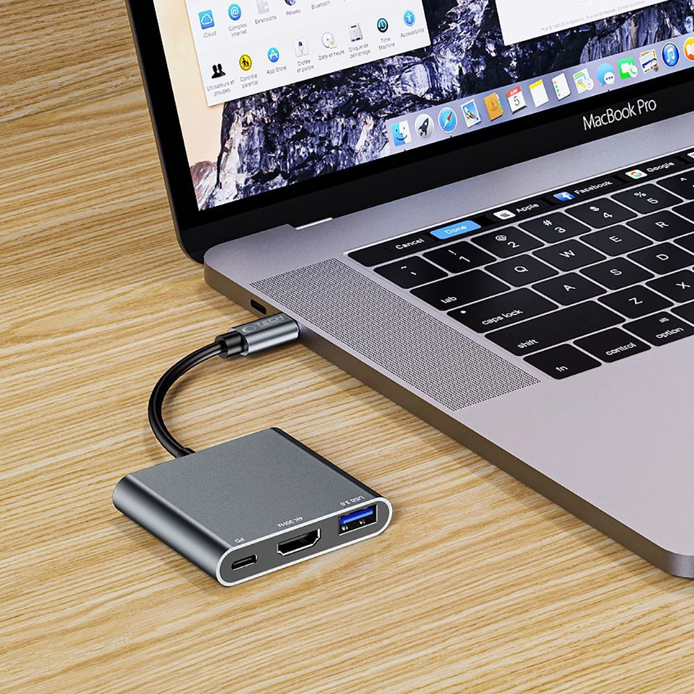 HUB Tech-Protect V1 3in1 USB-C - USB-A 3.0 / USB-C PD 100W / HDMI 4K 30Hz - grayeng