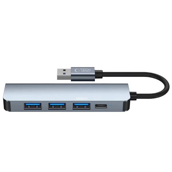 HUB Tech-Protect V0 5in1 USB-A - USB-A 3.0 / 3x USB-A 2.0 / USB-C - grayeng