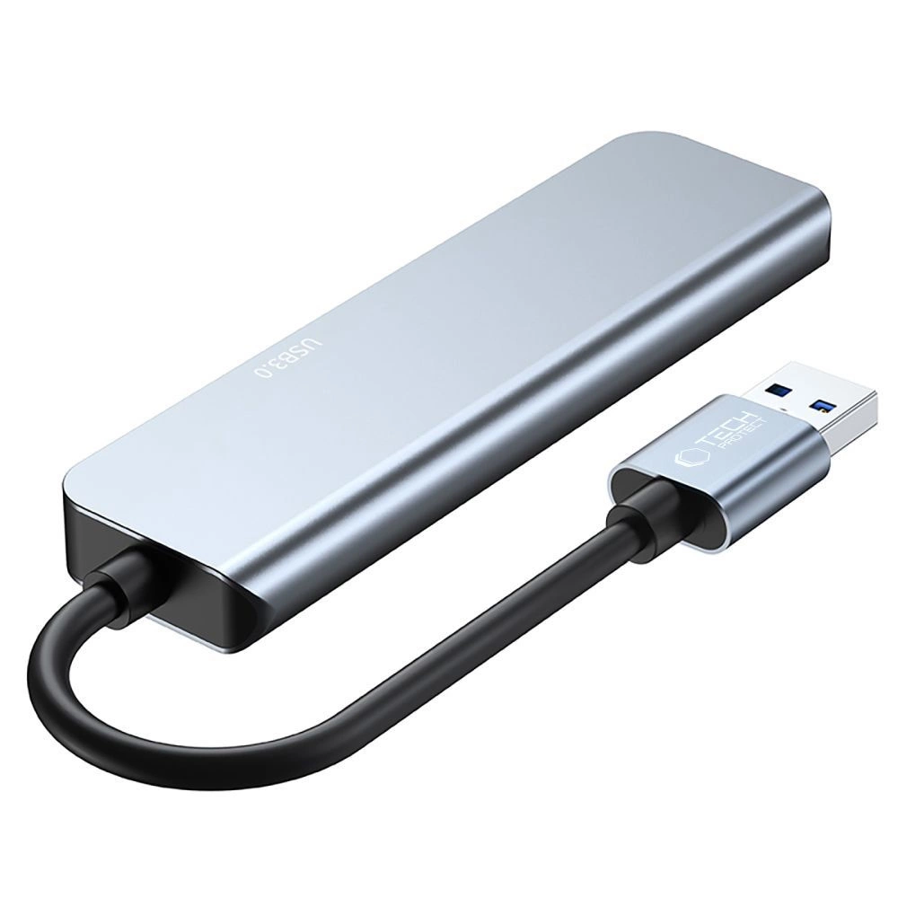 HUB Tech-Protect V0 5in1 USB-A - USB-A 3.0 / 3x USB-A 2.0 / USB-C - grayeng