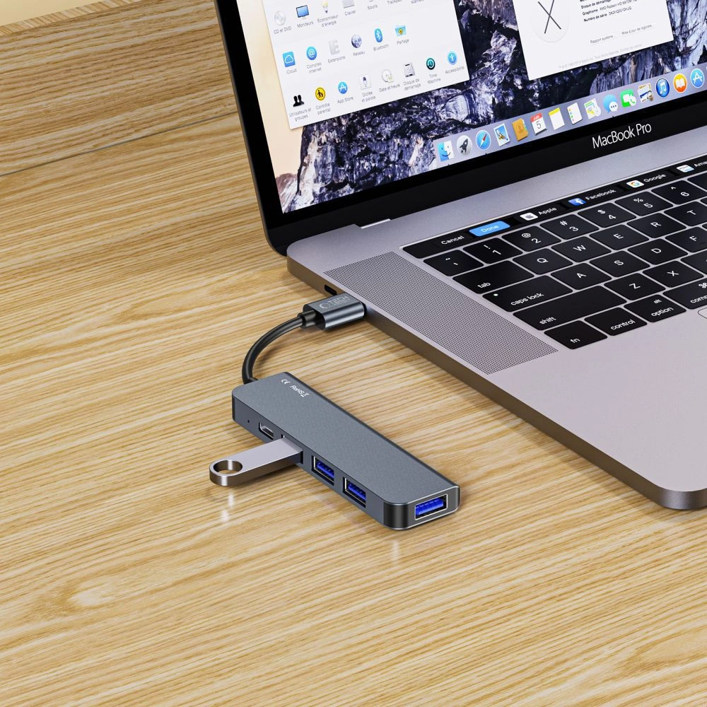 HUB Tech-Protect V0 5in1 USB-A - USB-A 3.0 / 3x USB-A 2.0 / USB-C - grayeng