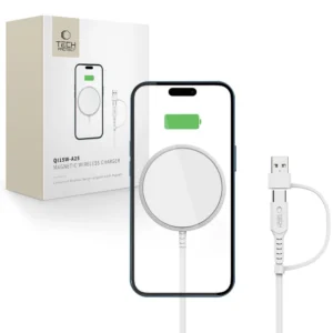 Tech-Protect QI15W-A25 MagSafe 15W Inductive Charger with USB-A / USB-C Cable - Whiteeng