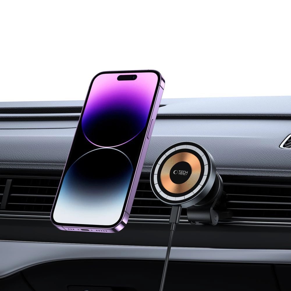 Tech-Protect MM15W-V5 Car Phone Holder with MagSafe 15W Inductive Charger for Air Vent - Blackeng