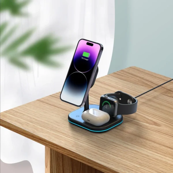 Tech-Protect QI15W-A27 3-in-1 Inductive Charger with MagSafe Stand for Smartphone / Apple Watch / AirPods - Blackeng