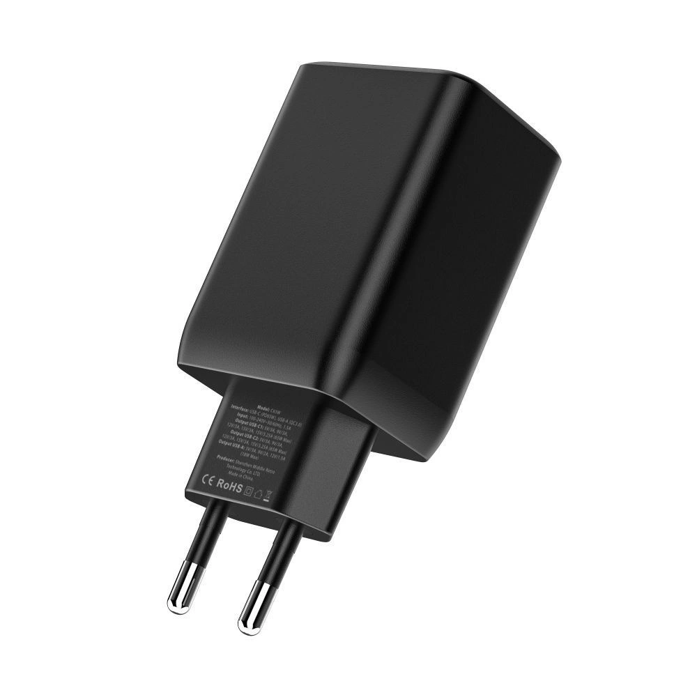Tech-Protect C65W charger 2x USB-C PD 65W / USB-A QC 3.0 - blackeng
