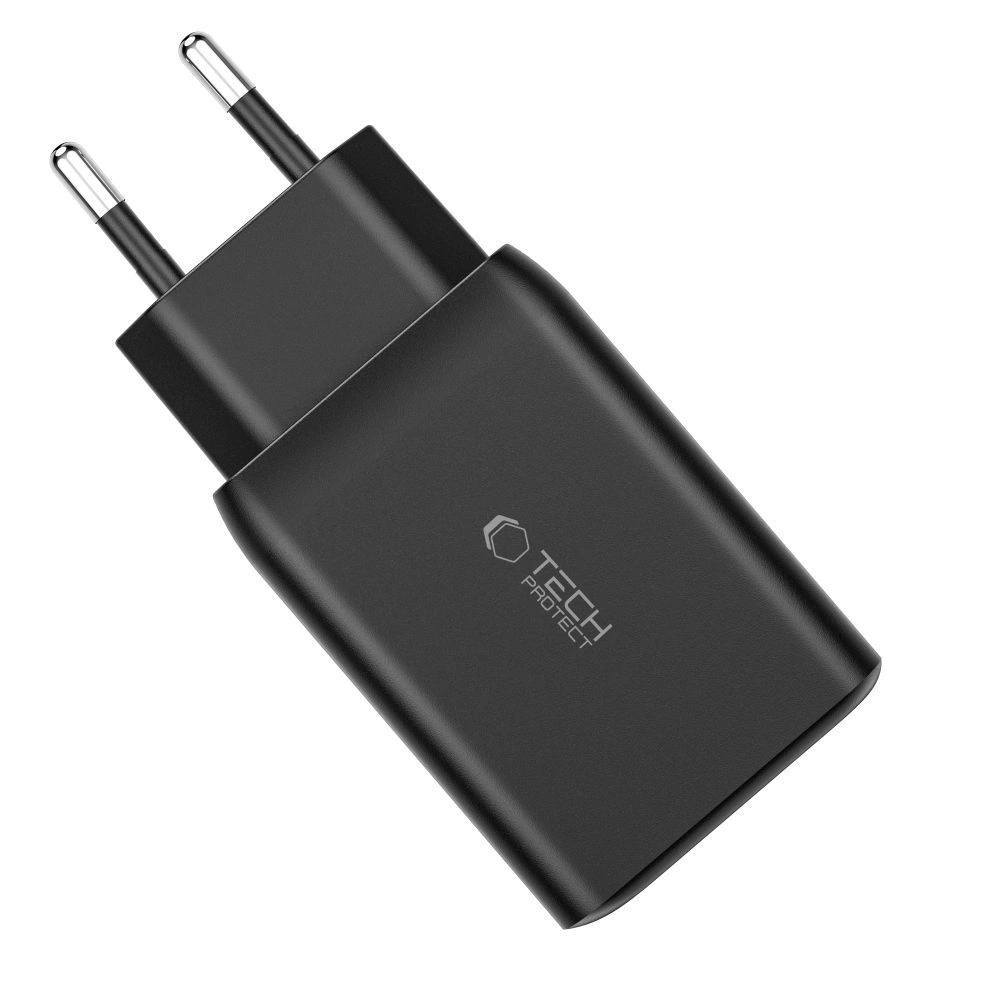 Tech-Protect C65W charger 2x USB-C PD 65W / USB-A QC 3.0 - blackeng