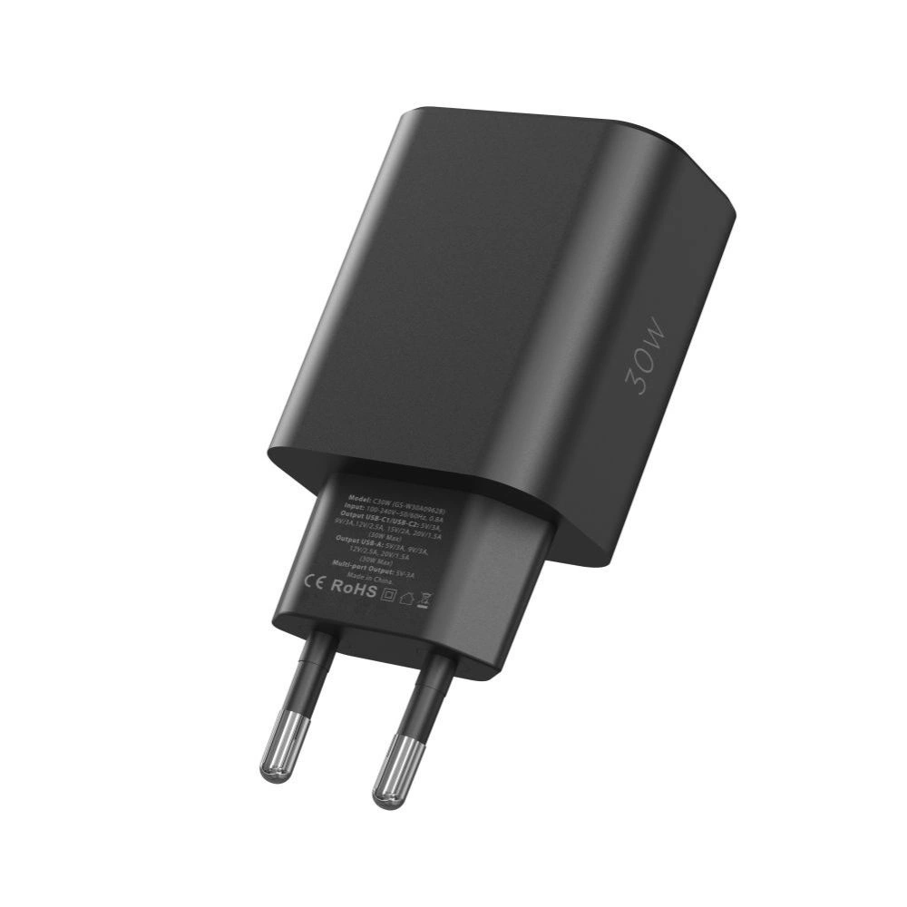 Tech-Protect NC30W charger 2x USB-C PD 30W / USB-A QC 3.0 - blackeng