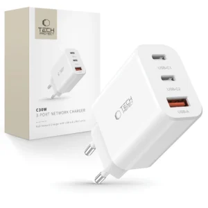 Tech-Protect NC30W charger 2x USB-C PD 30W / USB-A QC 3.0 - whiteeng