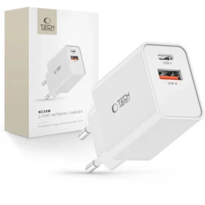 Tech-Protect NC30W USB-C PD 30W / USB-A QC 3.0 charger - whiteeng