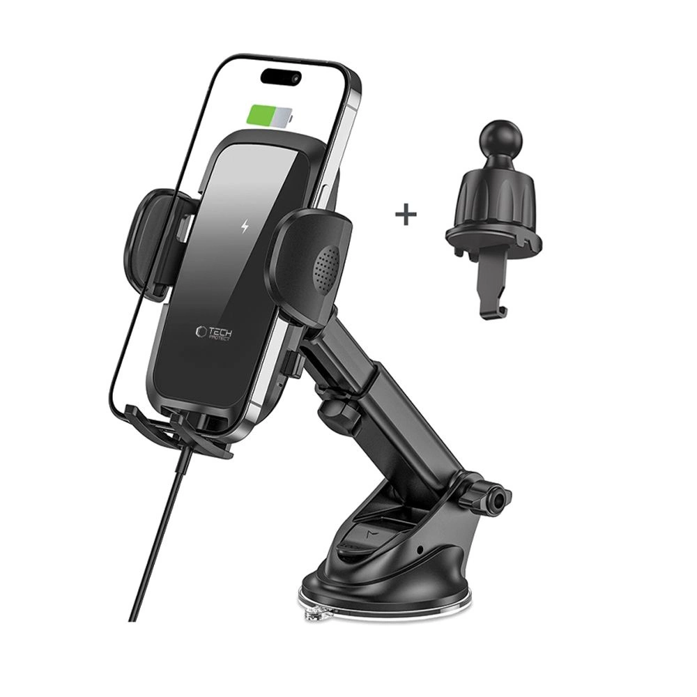 Tech-Protect CM15W-V1 Car Phone Holder with 15W Inductive Charger for Cockpit/Air Vent - Blackeng