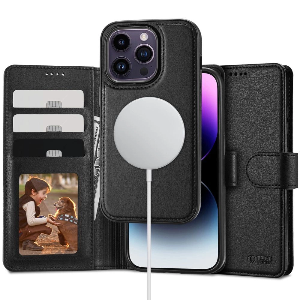 Tech-Protect Wallet MagSafe Case for iPhone 15 Pro Max - Blackeng