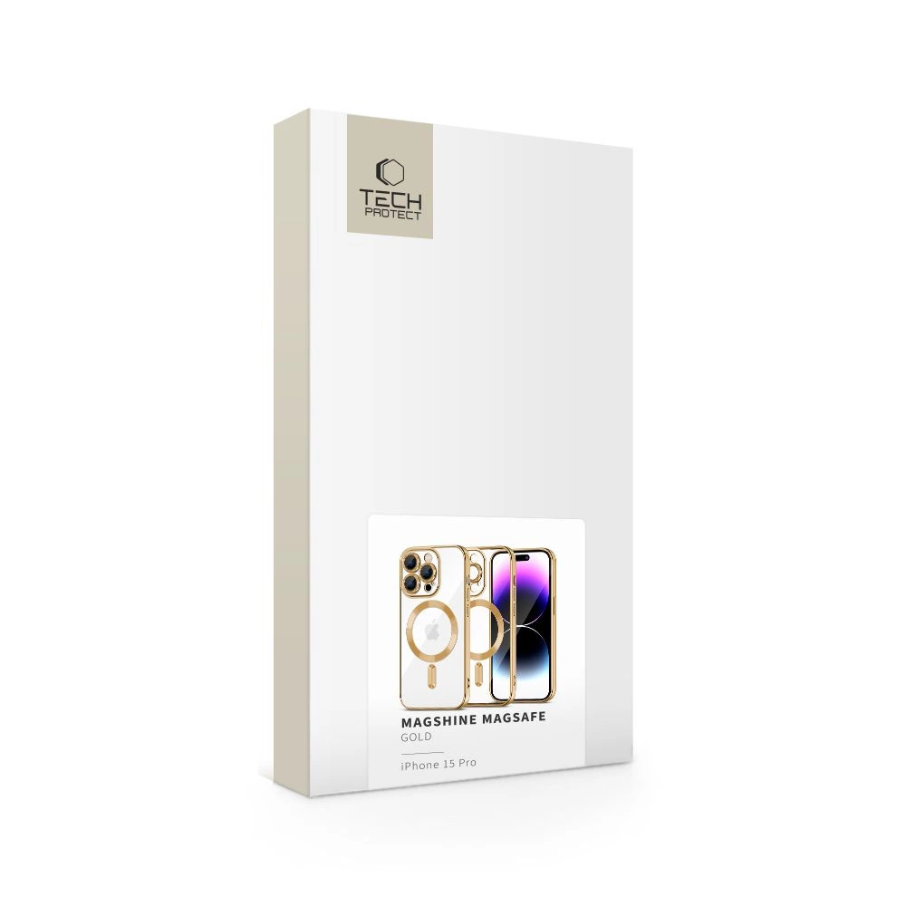 Tech-Protect MagShine Line MagSafe case for iPhone 15 Pro - goldeng
