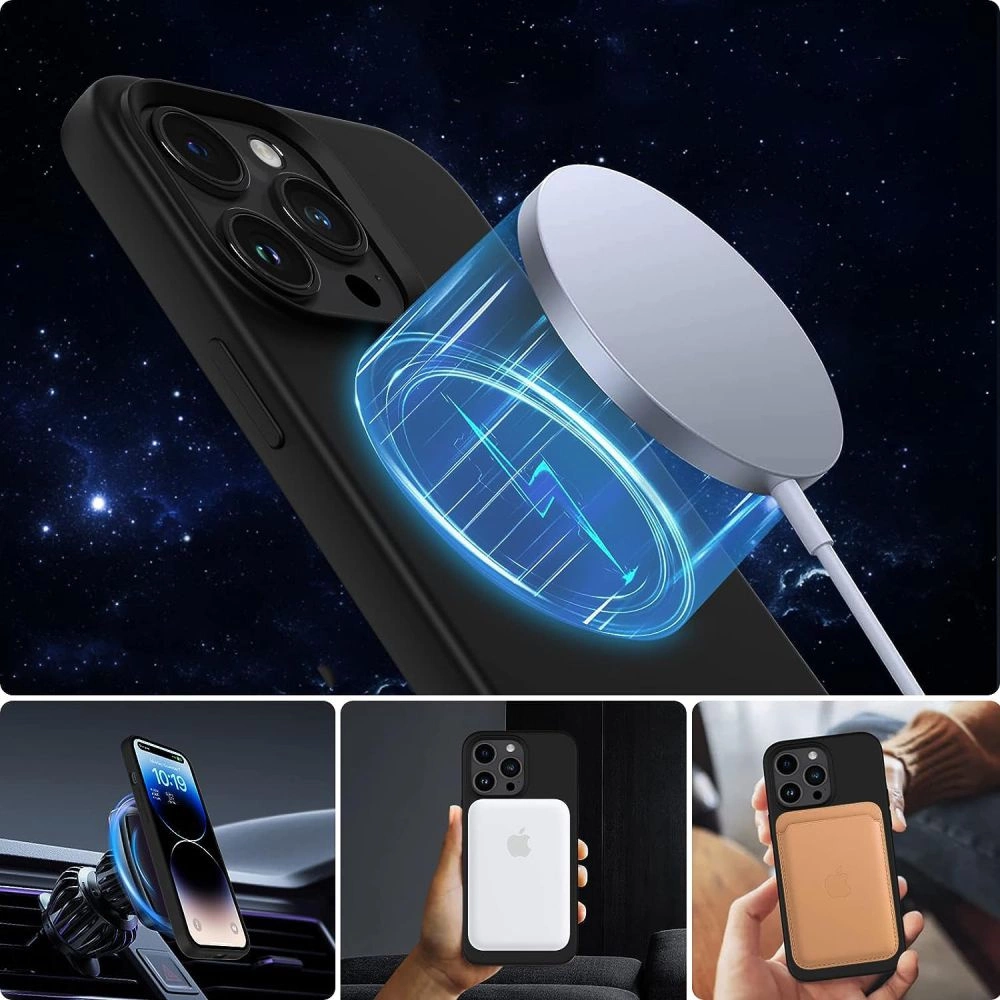 Tech-Protect Silicone MagSafe iPhone 15 Case - Matte Blackeng