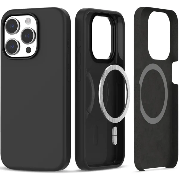 Tech-Protect Silicone MagSafe iPhone 15 Pro Case - Matte Blackeng