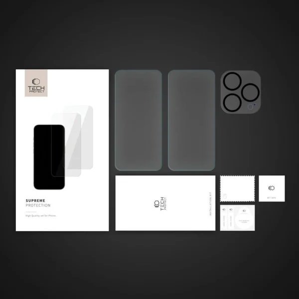 Tech-Protect Supreme Set for iPhone 15 Pro 2x tempered glass for display / tempered glass for cameraeng