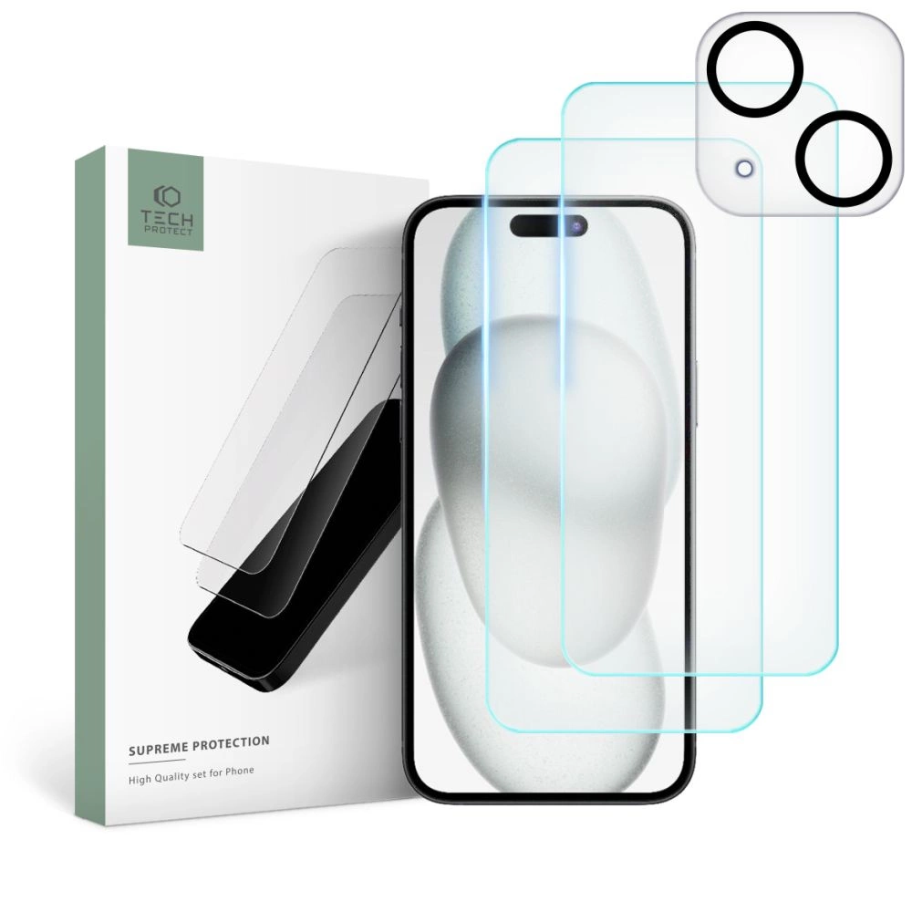 Tech-Protect Supreme Set for iPhone 15 Plus 2x tempered glass for display / tempered glass for cameraeng
