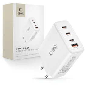 Tech-Protect NC100W-GAN charger GaN 3x USB-C PD 100W / USB-A QC 3.0 - whiteeng