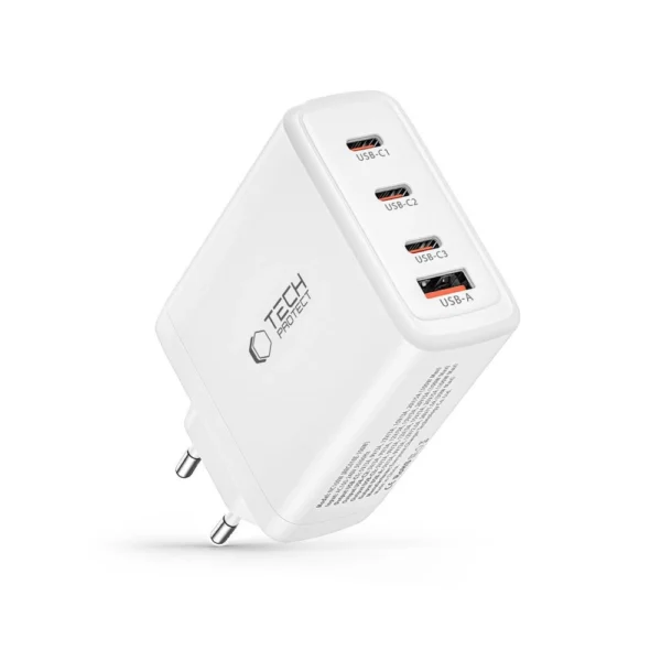 Tech-Protect NC100W-GAN charger GaN 3x USB-C PD 100W / USB-A QC 3.0 - whiteeng