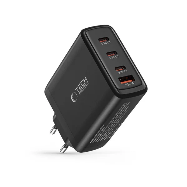 Tech-Protect NC100W-GAN charger network GaN 3x USB-C PD 100W / USB-A QC 3.0 - blackeng