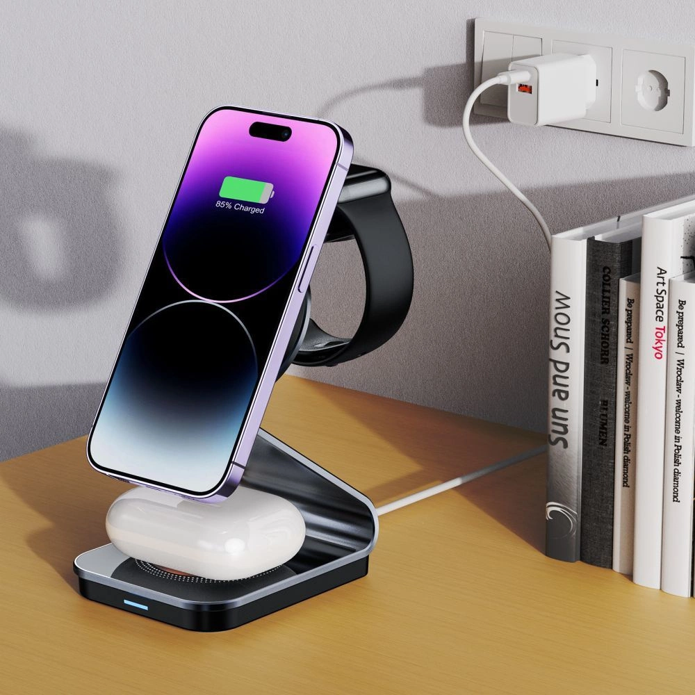 Tech-Protect QI15W-A29 3-in-1 Inductive Charger with MagSafe for Smartphone / Apple Watch / AirPods - Blackeng