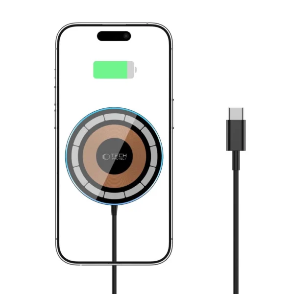 Tech-Protect QI15W-A30 MagSafe Inductive Charger with USB-C Cable - Blackeng