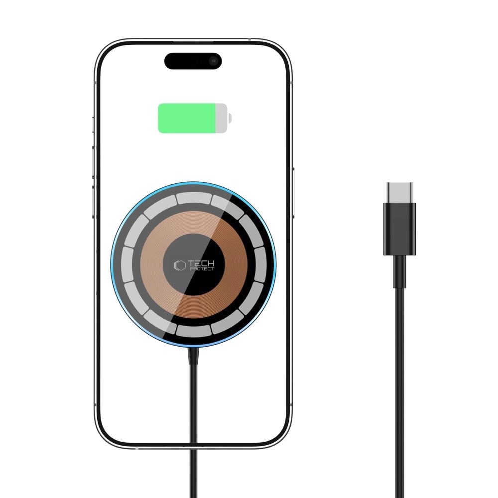 Tech-Protect QI15W-A30 MagSafe Inductive Charger with USB-C Cable - Blackeng