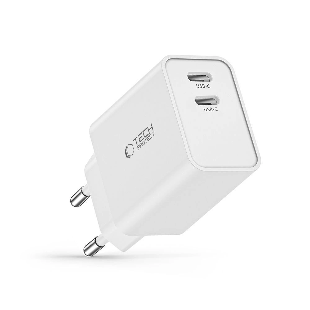 Tech-Protect C35W charger 2x USB-C PD 35W - whiteeng