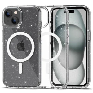 Tech-Protect FlexAir Hybrid MagSafe iPhone 15 Case - Clear Glittereng