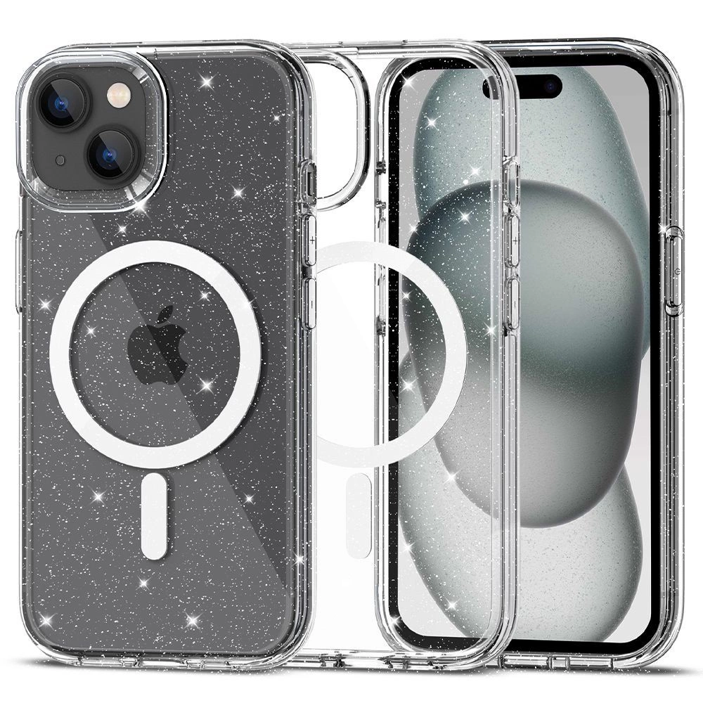 Tech-Protect FlexAir Hybrid MagSafe iPhone 15 Case - Clear Glittereng