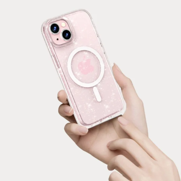 Tech-Protect FlexAir Hybrid MagSafe iPhone 15 Case - Clear Glittereng