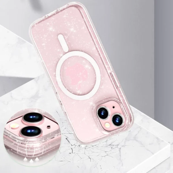 Tech-Protect FlexAir Hybrid MagSafe iPhone 15 Case - Clear Glittereng