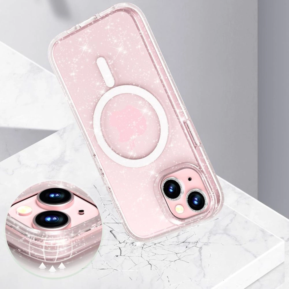 Tech-Protect FlexAir Hybrid MagSafe iPhone 15 Pro Case - Clear Glittereng