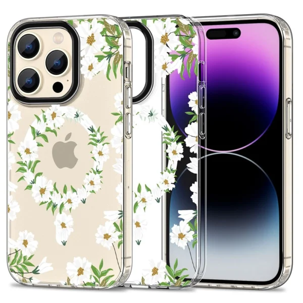 Tech-Protect MagMood MagSafe case for iPhone 15 Pro - white daisieseng