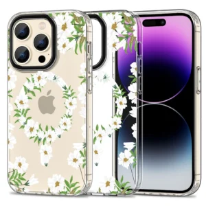 Tech-Protect MagMood MagSafe iPhone 15 Pro Max Case - White Daisieseng