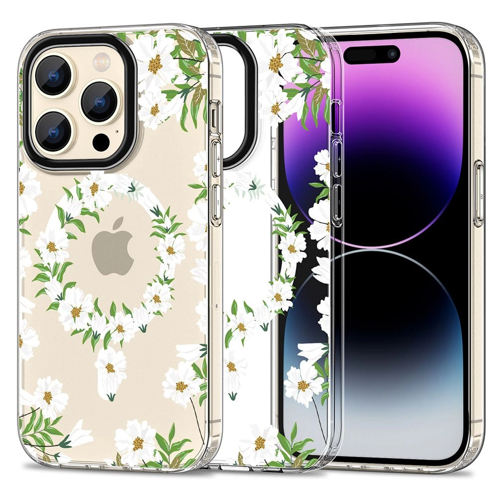 Tech-Protect MagMood MagSafe iPhone 15 Pro Max Case - White Daisieseng
