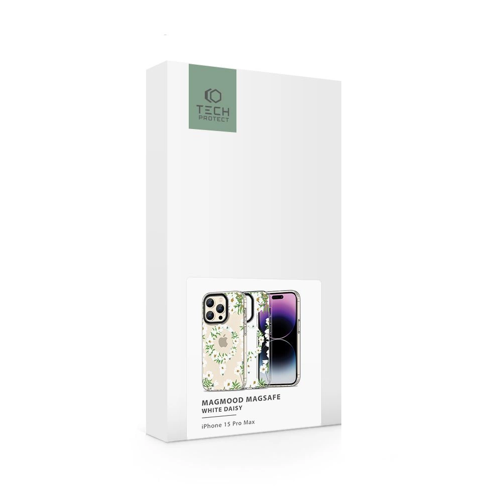 Tech-Protect MagMood MagSafe iPhone 15 Pro Max Case - White Daisieseng