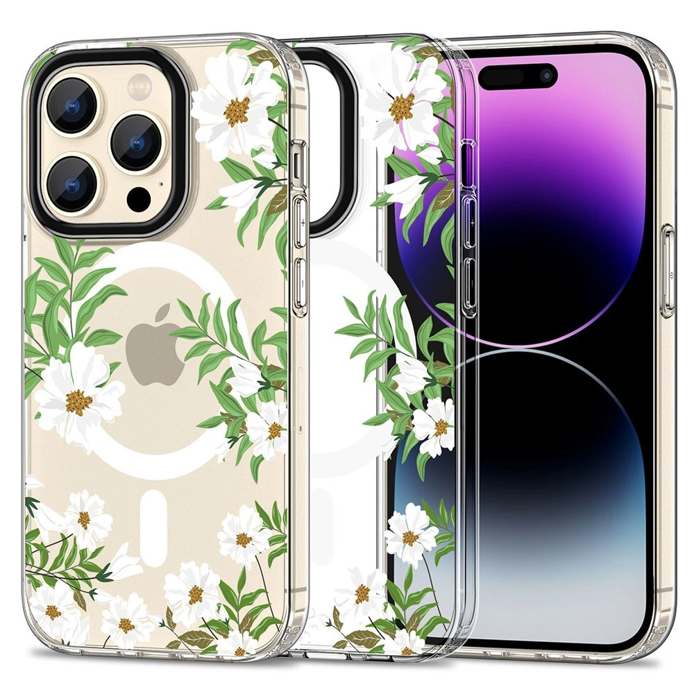 Tech-Protect MagMood MagSafe iPhone 15 Pro Max Case - Daisies with Leaveseng