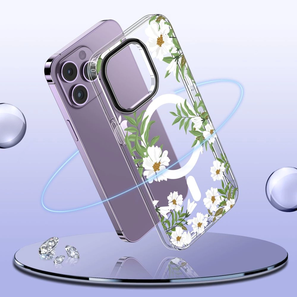 Tech-Protect MagMood MagSafe iPhone 13 Pro Max Case - Daisies with Leaveseng