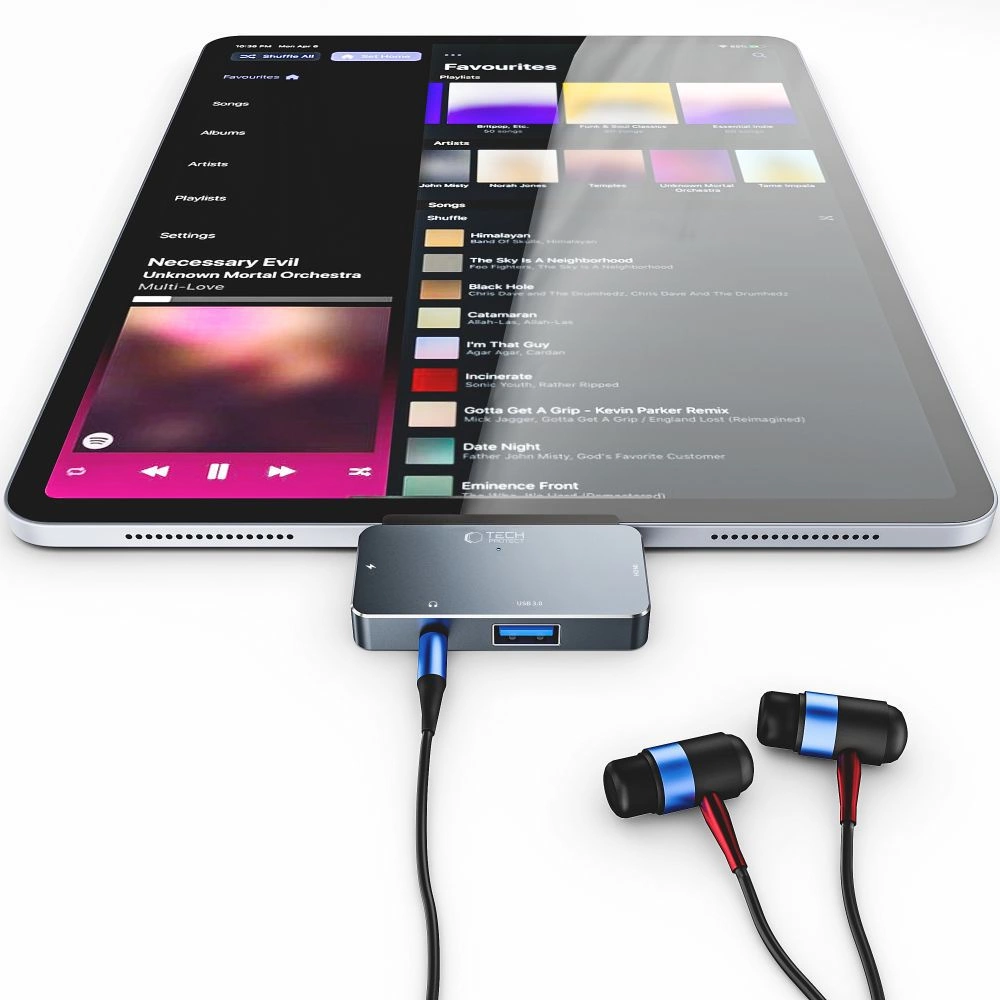 HUB Tech-Protect V6 4in1 USB-C - USB-A 3.0 / USB-C PD100W / HDMI / mini jack 3.5mm - grayeng