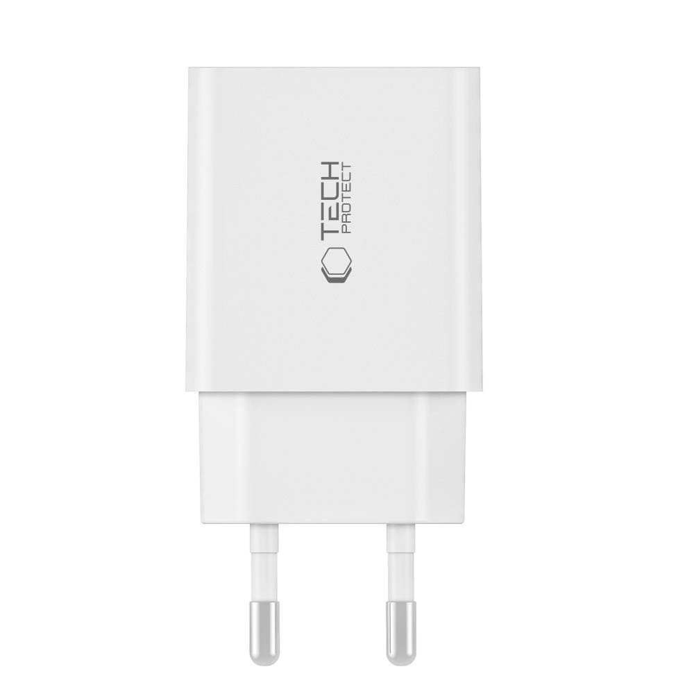 Tech-Protect C35W 2x USB-C PD 35W Wall Charger with USB-C / Lightning Cable - Whiteeng