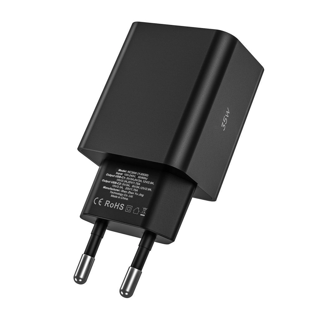 Tech-Protect C35W 2x USB-C PD 35W Wall Charger with USB-C / Lightning Cable - Whiteeng