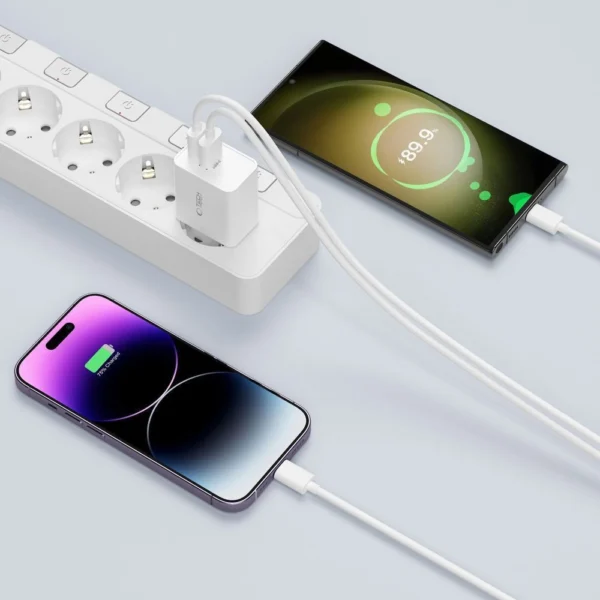 Tech-Protect C35W 2x USB-C PD 35W Wall Charger with USB-C / Lightning Cable - Whiteeng