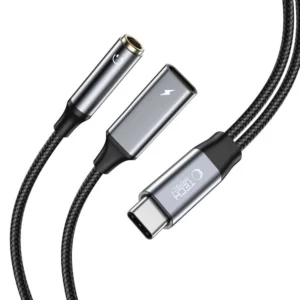 Tech-Protect UltraBoost USB-C (male) PD 60W 6A / mini jack 3.5mm (female) - USB-C (female) - blackeng