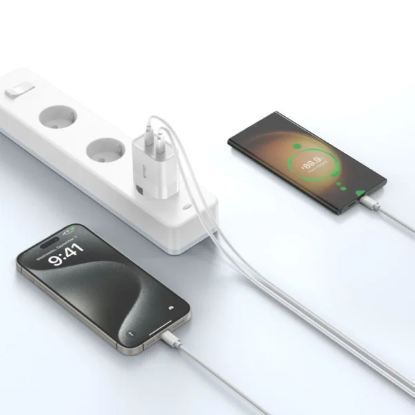 Tech-Protect C20W 2x USB-C PD 20W charger with USB-C / USB-C cable - whiteeng