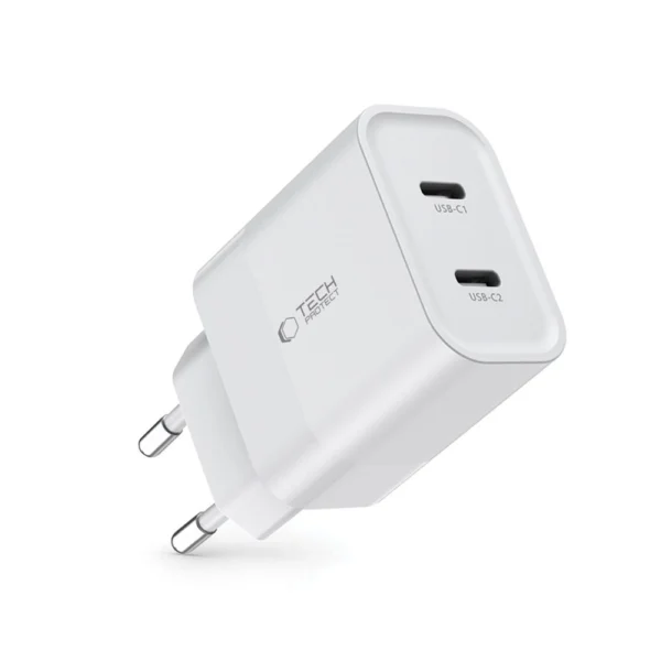 Tech-Protect C20W charger 2x USB-C PD 20W - whiteeng