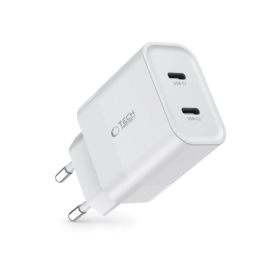Tech-Protect C20W charger 2x USB-C PD 20W - whiteeng